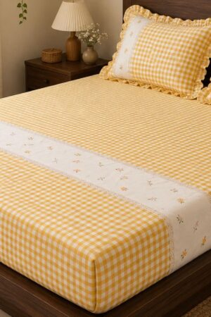 🤍 Gingham Check Pure Cotton Bedcover 🛏️