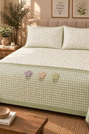 SAGE GREEN | PINTEREST BEDCOVER | KING SIZE | QUILTED BEDCOVER