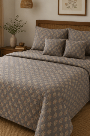 GREY AJRAKH | PURE COTTON | 90*108 inches