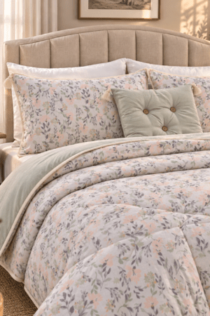 PINTEREST SET | TEXTURED COTTON | 1 KING SIZE PLAIN BEDSHEET | 2 DETAILED PILLOW CASES | 1 COMFORTER | 1 AESTHETIC CUSHION