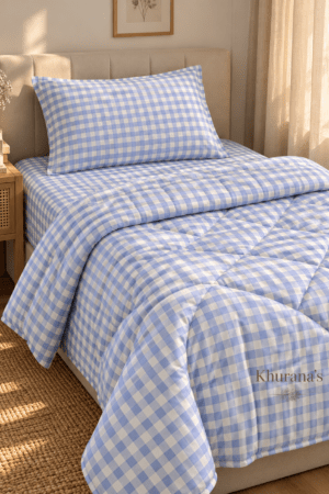 BLUE GINGHAM | SINGLE COMFORTER SET | SUPER SOFT