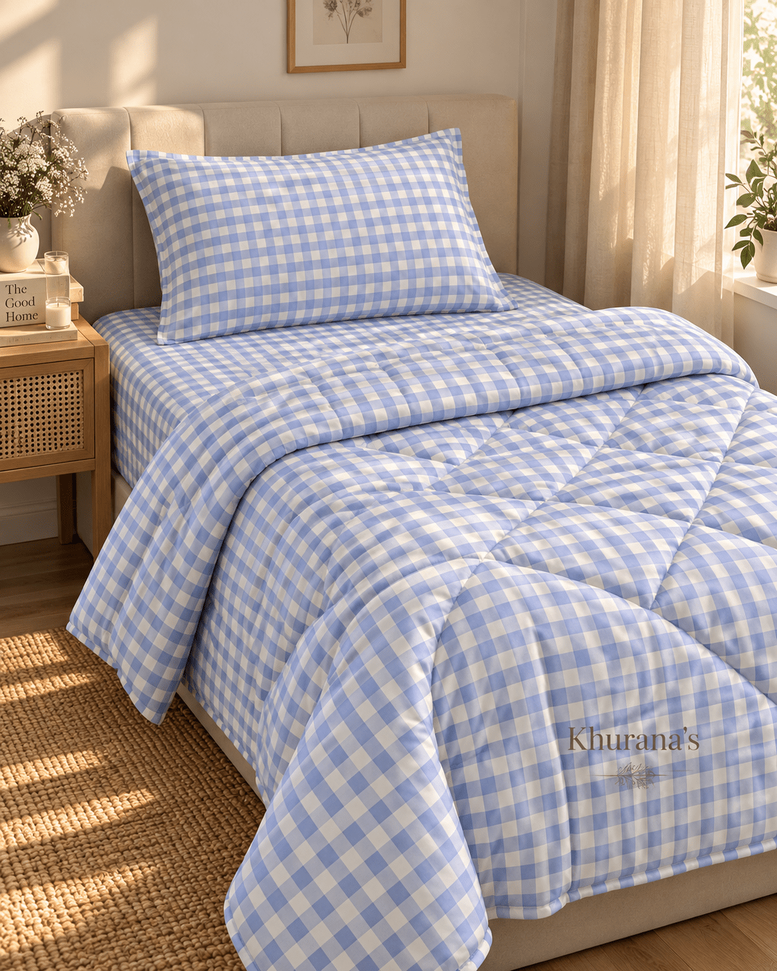 BLUE GINGHAM | SINGLE COMFORTER SET | SUPER SOFT