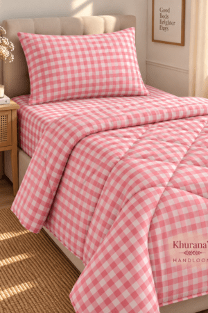 PINKISH | SINGLE BEDDING SET | BEDSHEET | PILLOW COVER | COMFORTER | EXTRA SOFT