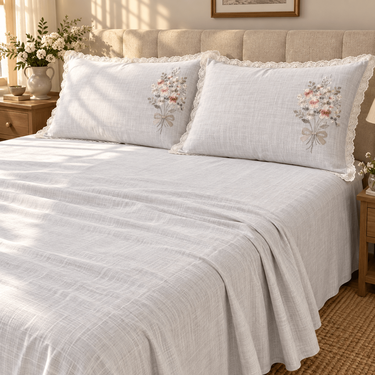 GREY MILANGE | SELF TEXTURED | LINEN | KING SIZE