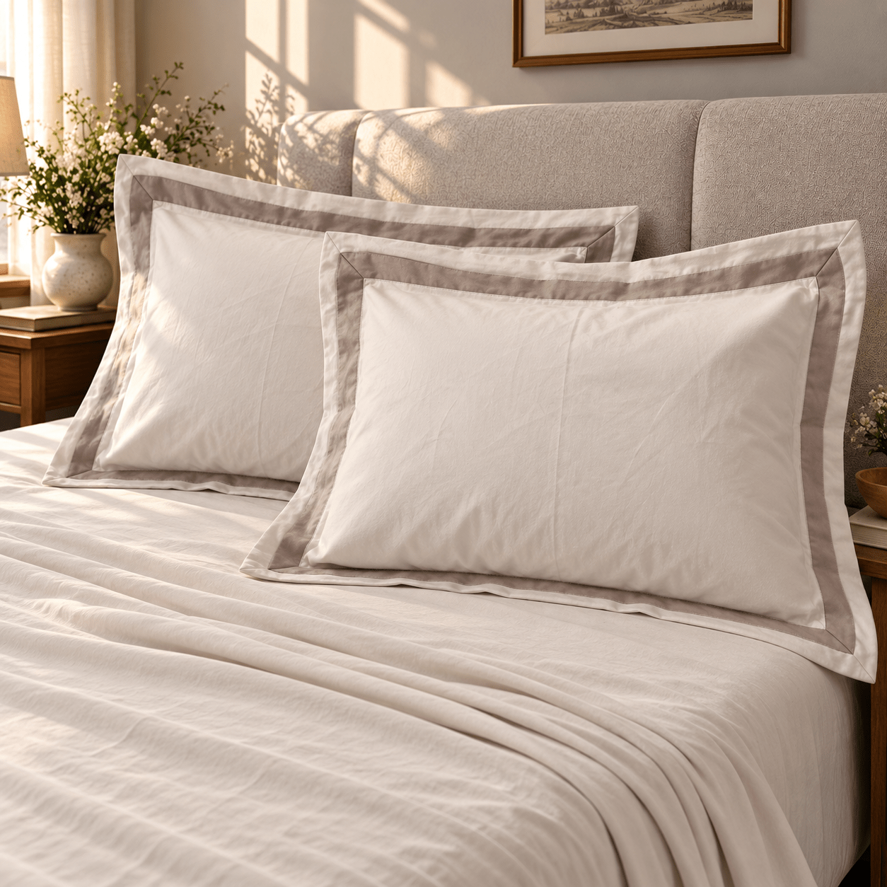 LIGHT BEIGE | 500 Tc | EGYPTIAN COTTON | PLAIN BEDSHEET
