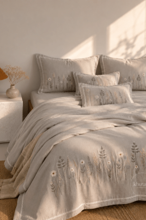 ORGANIC TEXTURE | 6 PIECE SET | KING SIZE | EMBROIDERY | ELEGANT | DARK GREY
