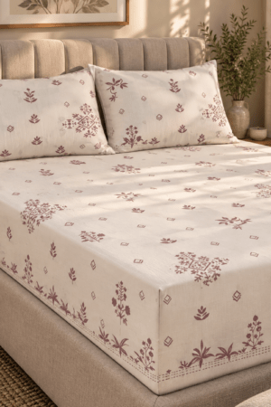 WHITE & LILAC | PURE COTTON | 72*78 inches | FITTED UPTO 12 INCHES | PURE COTTON