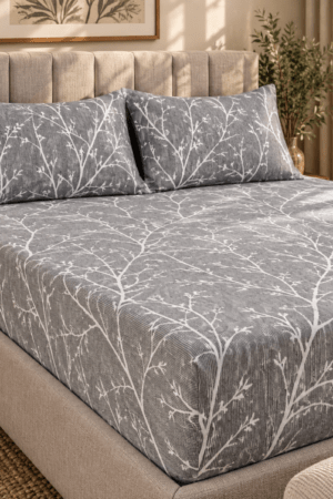 DARK GREY | PURE COTTON | 72*78 inches | FITTED UPTO 12 INCHES | PURE COTTON