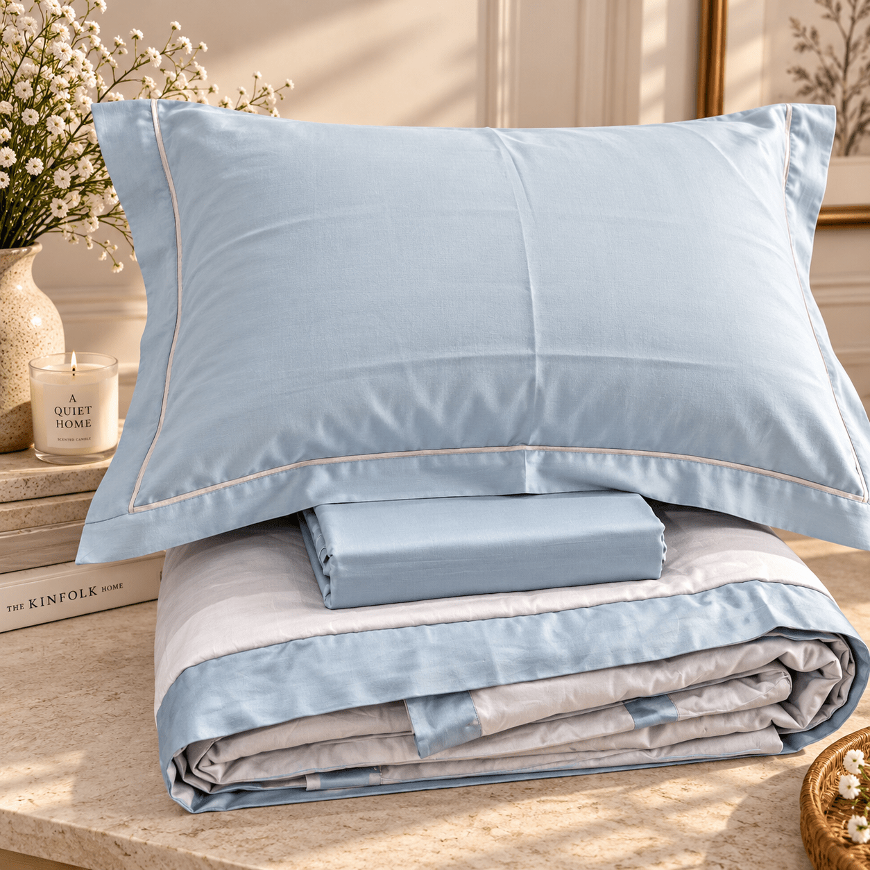 ICE BLUE & GREY | KING SIZE | 4 PIECE SET