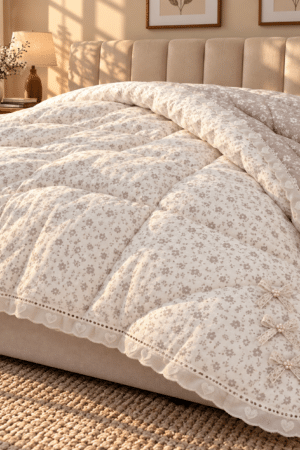 Bows | Chicken lace | Cotton | Double bed | Ac comforter