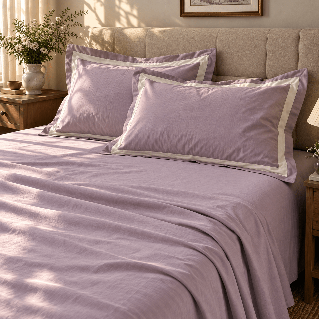 LILAC | KING SIZE | 500 TC | EGYPTIAN COTTON | SUPER SOFT | SATIN FINISHED