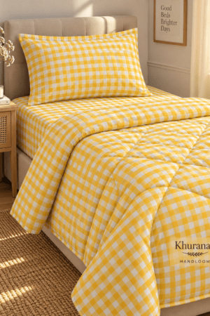 YELLOW GINGHAM | SINGLE BEDDING SET | SUPER SOFT |