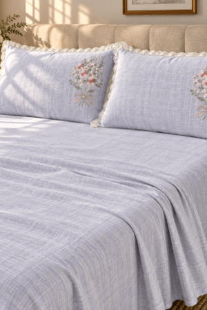 BLUISH LILAC MILANGE | LINEN | SELF TEXTURED | KING SIZE |