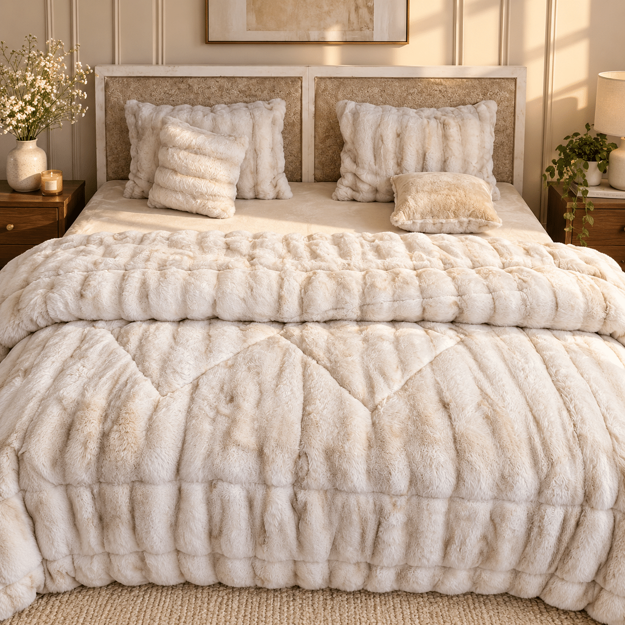 6 PIECE SET | RABBIT FUR | WINTER QUILT SET | SUPER SOFT | KING SIZE