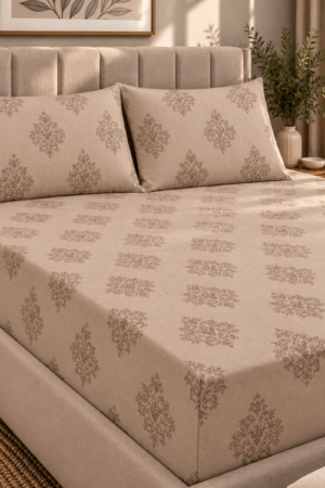 BEIGE | PURE COTTON | 72*78 inches | FITTED UPTO 12 INCHES | PURE COTTON