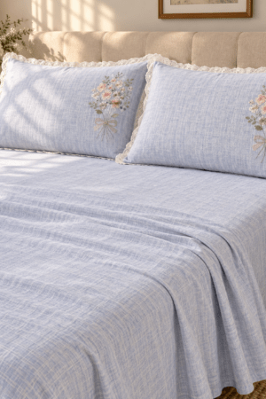 ICE BLUE | LINEN TEXTURE | KING SIZE | BLUE MILANGE