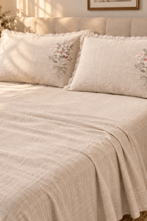 BEIGE MILANGE | SELF TEXTURED | KING SIZE | LINEN
