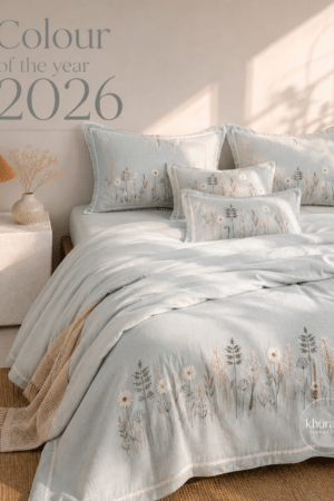 ORGANIC TEXTURE | 6 PIECE SET | KING SIZE | EMBROIDERY | ELEGANT | ICE BLUE