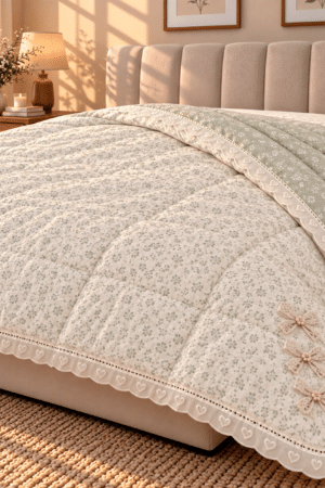 Bows | Chicken lace | Cotton | Double bed | Ac comforter