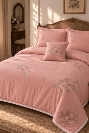 DUSTY ROSE | EMBROIDERED COMFORTER SET | 6 PIECE SET