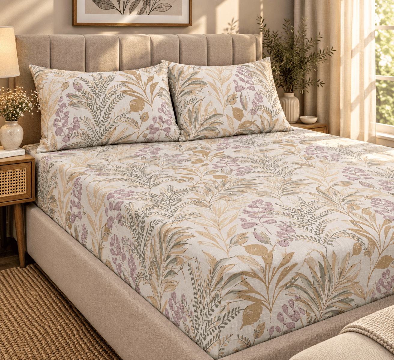 FLORAL | PURE COTTON | 72*78 inches | FITTED UPTO 12 INCHES | PURE COTTON