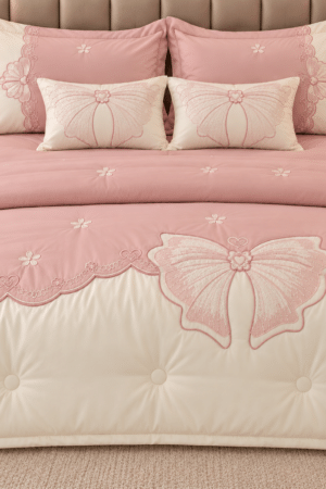 PINTEREST BOWS | 6 PIECE SET | BUTTER COTTON | EMBROIDERED SET | DARKER PINK