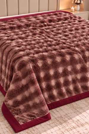 LIGHT FUR | AC BLANKET | DOUBLE BED | BUBBLE EFFECT | MAROON