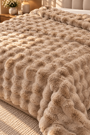 FUR BLANKET | DOUBLE BED | SUPER SOFT | WINTER BLANKETS | BEIGE