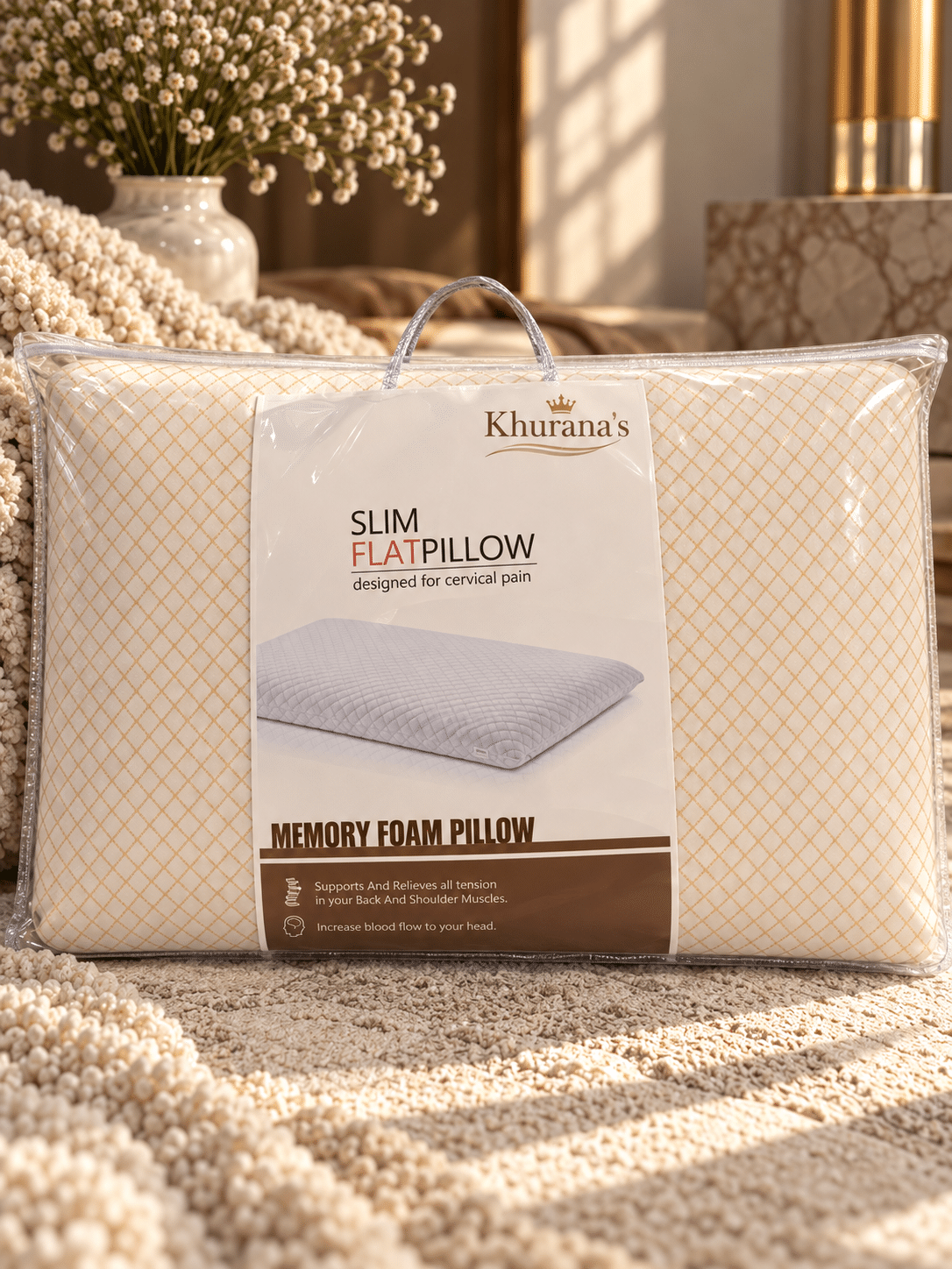SLIM FLAT PILLOW | MEMORY FOAM PILLOW | 17X27 CM | - Image 3