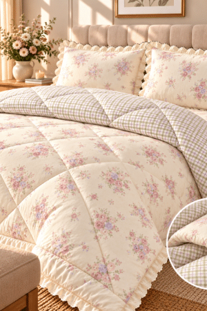 PINTEREST BEDDING | KING SIZE | CHICKEN LACE | 4 PIECE SET | PINK & LILAC