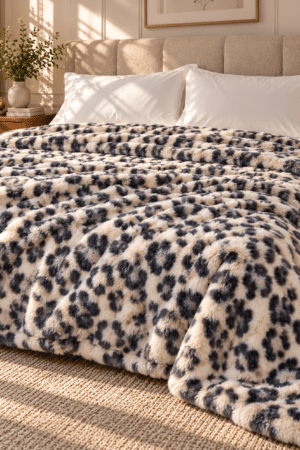 ANIMAL PRINT | FUR BLANKET / COVER  | DOUBLE BED | SOFTEST FUR