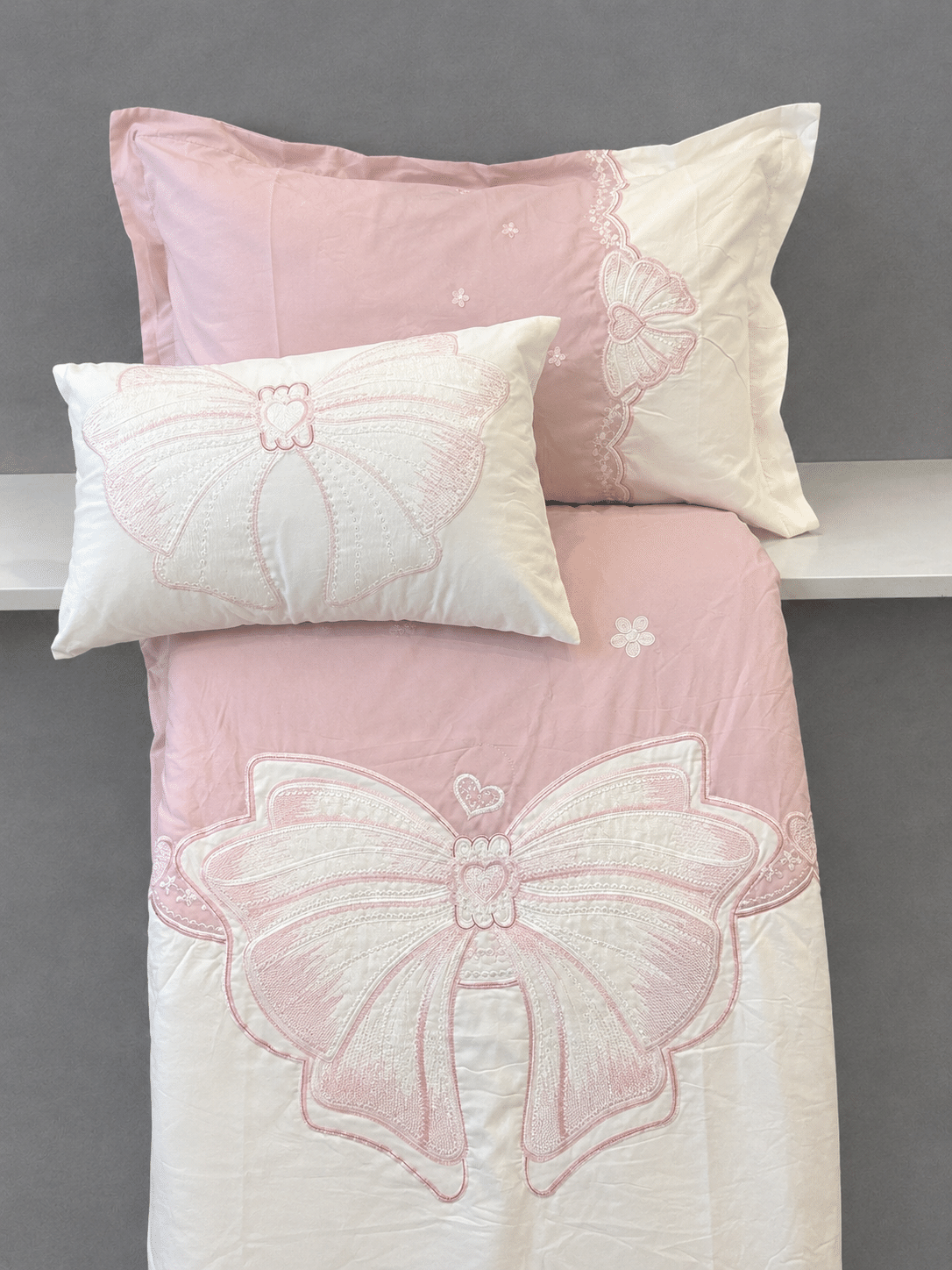 PINTEREST BOWS | 6 PIECE SET | BUTTER COTTON | EMBROIDERED SET | DARKER PINK - Image 2