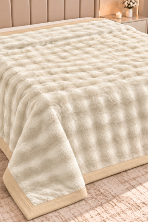 LIGHT FUR | AC BLANKET | DOUBLE BED | BUBBLE EFFECT | WHITISH
