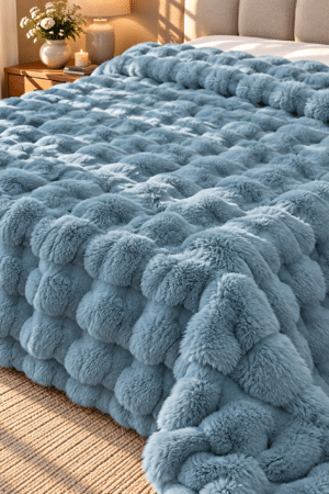 RABBIT FUR | BLANKET / QUILT COVER | SUPERIOR FABRIC | SOFTEST FUR | WINTER
