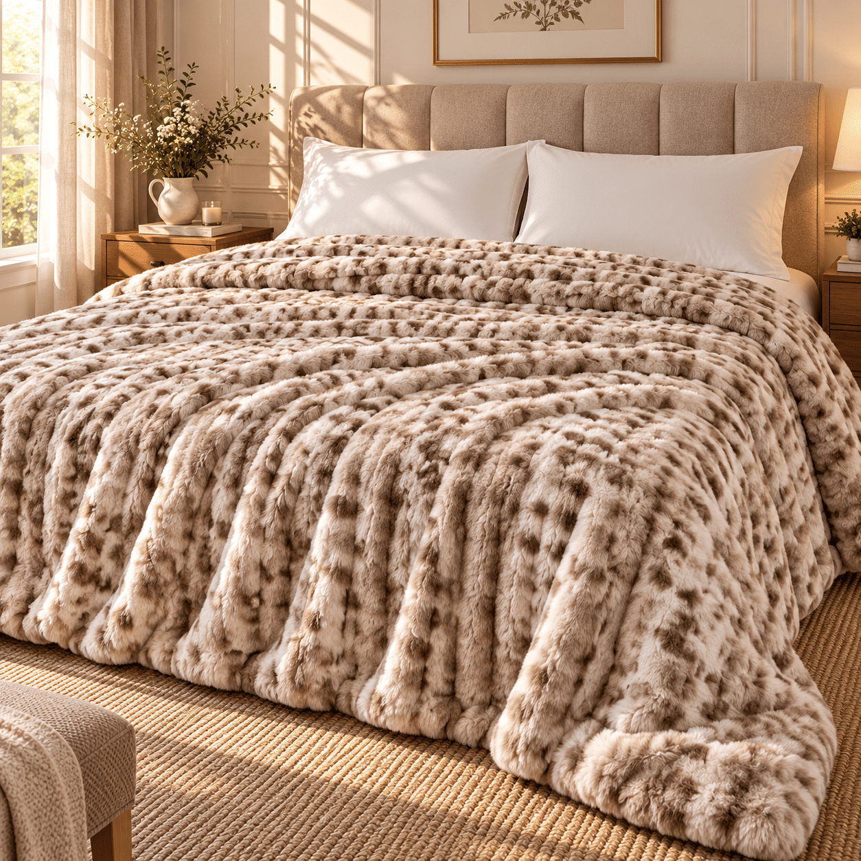ANIMAL PRINT | FUR BLANKET / COVER | DOUBLE BED | SOFTEST FUR
