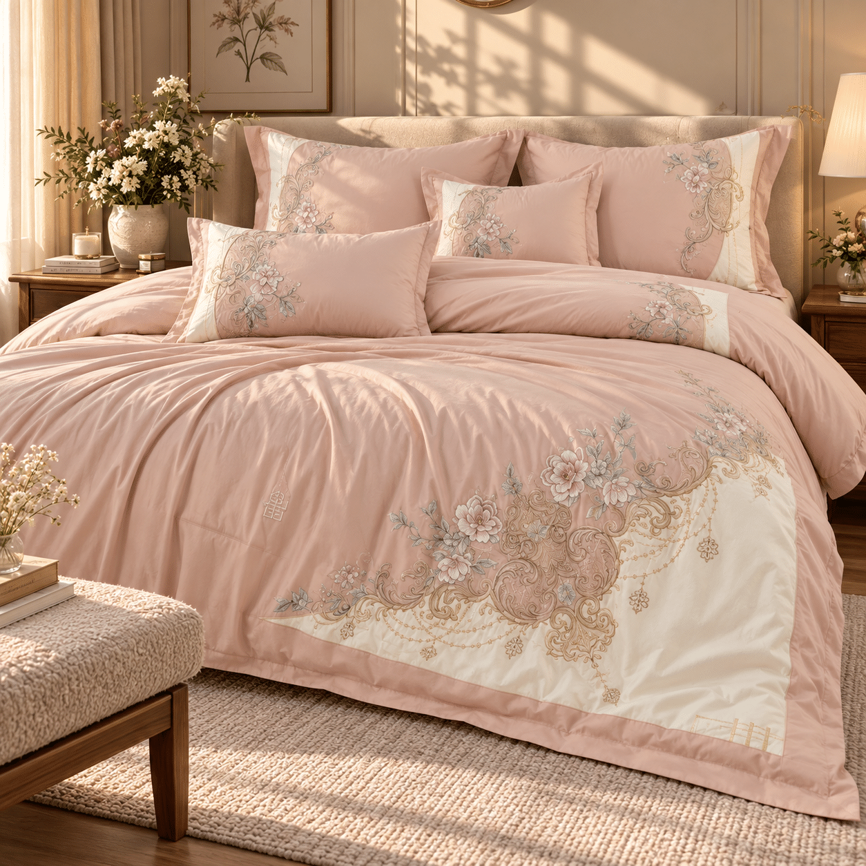 ROYAL VINTAGE | EMBROIDERED | 6 PIECE SET | BUTTER COTTON | KING SIZE
