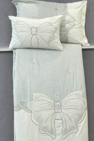 PINTEREST BOWS | 6 PIECE SET | BUTTER COTTON | EMBROIDERED SET | GREENISH GREY