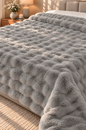 FUR BLANKET | DOUBLE BED | SUPER SOFT | WINTER BLANKETS | GREYISH