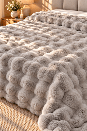 RABBIT FUR | BLANKET / QUILT COVER | SUPERIOR FABRIC | SOFTEST FUR | WINTER