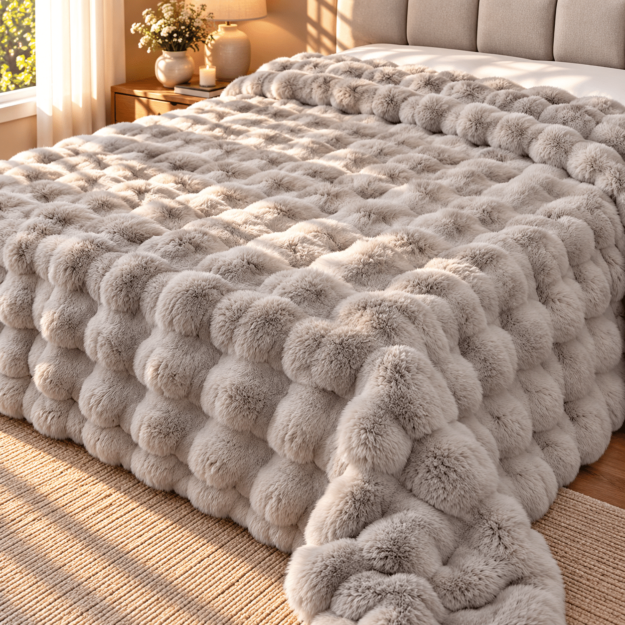 RABBIT FUR | BLANKET / QUILT COVER | SUPERIOR FABRIC | SOFTEST FUR | WINTER