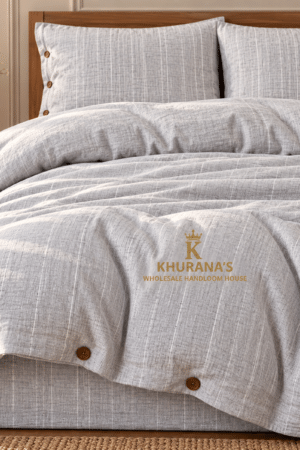 DUVET COVER SET | LINEN TEXTURED | AESTHETIC BUTTONS | KING SIZE | GIFT BOX | GREY