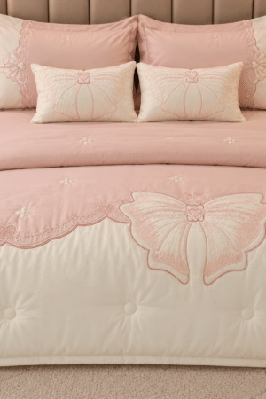 PINTEREST BOWS | 6 PIECE SET | BUTTER COTTON | EMBROIDERED SET | LIGHT PINK