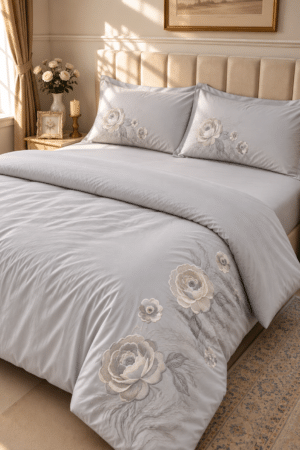 EXCLUSIVE SETS | PREMIUM PACKAGING | KING SIZE | 300 TC | EMBROIDERED SETS | LIGHT GREY