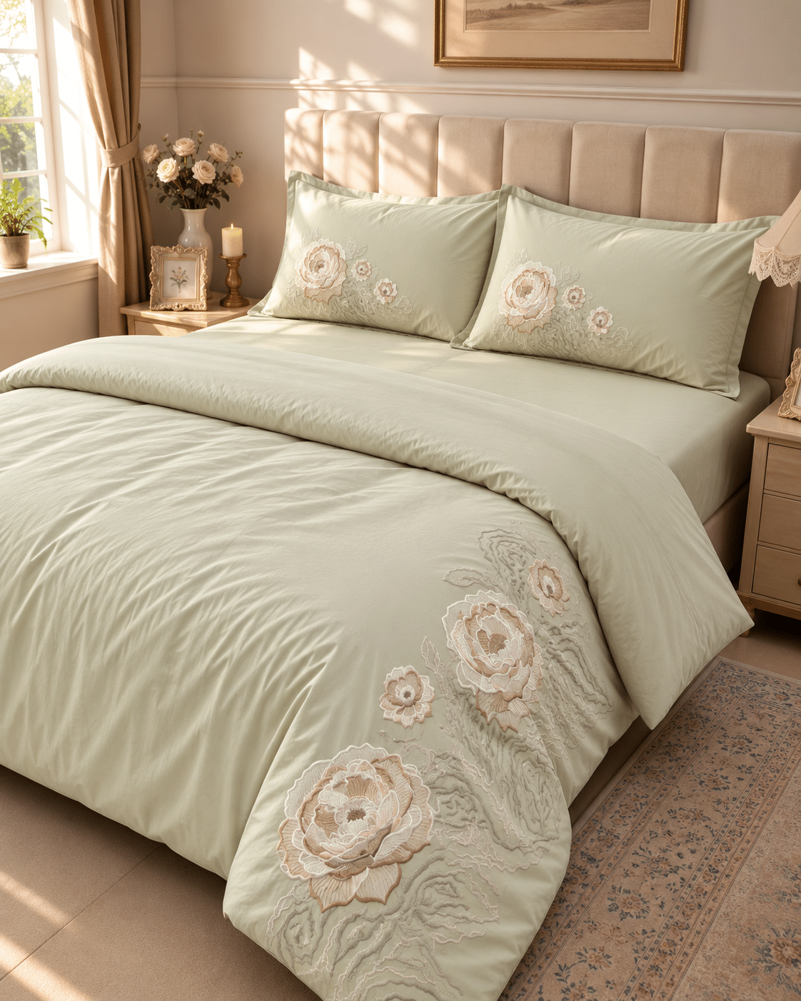 EXCLUSIVE SETS | PREMIUM PACKAGING | KING SIZE | 300 TC | EMBROIDERED SETS | PISTA GREEN