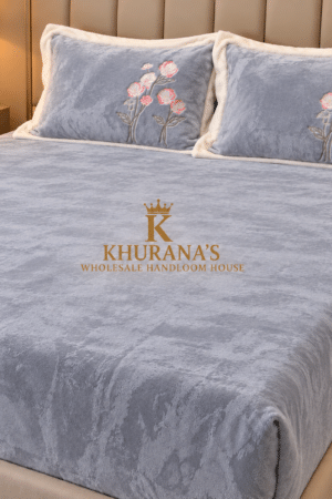 CLASSIC | WINTER BEDSHEET | KING SIZE | DESIGNER PILLOW CASES | EMBROIDERY | GREY