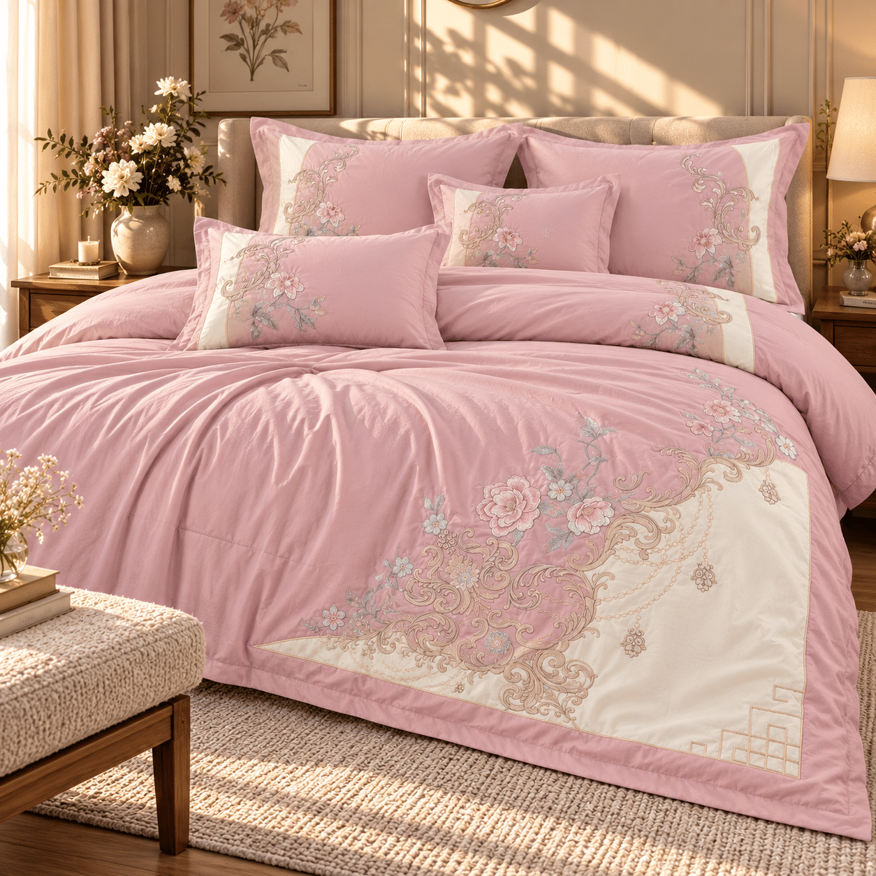 ROYAL VINTAGE | EMBROIDERED | 6 PIECE SET | BUTTER COTTON | KING SIZE