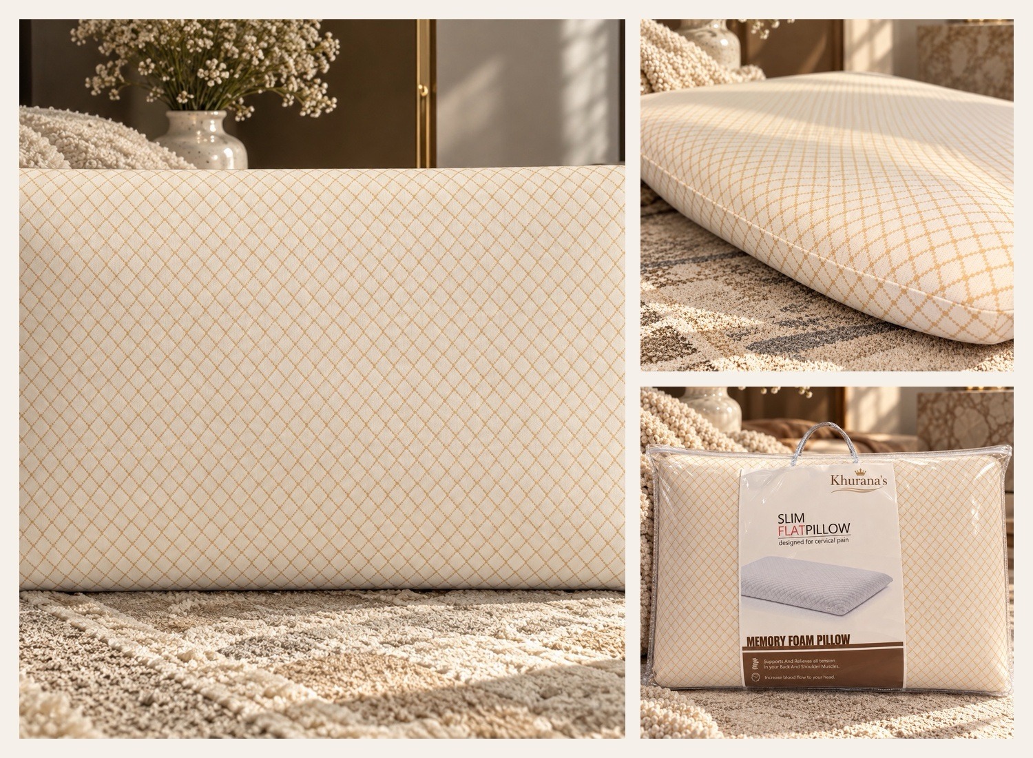 SLIM FLAT PILLOW | MEMORY FOAM PILLOW | 17X27 CM | - Image 4